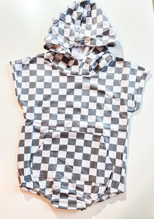 Grey Checkered Bubble Romper